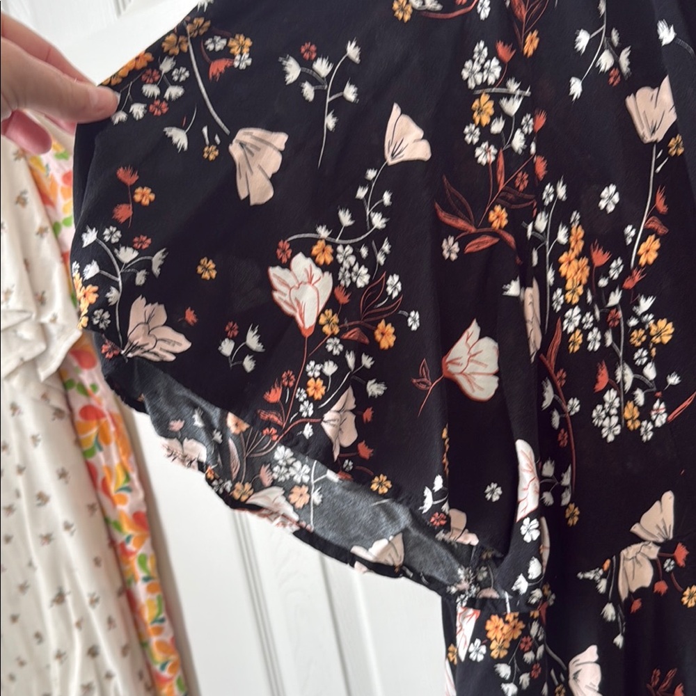 Torrid Black and Pink Floral Midi Dress - Picture 4 of 9